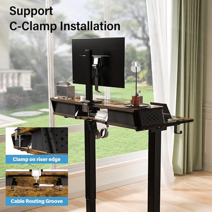 Electric Standing Desk with Two Drawers,55 x 24 Inch Sit Stand Desk Adjustable Height, Stand Up Desk with Storage Shelf, Computer Workstation for Home Office, Rustic Brown