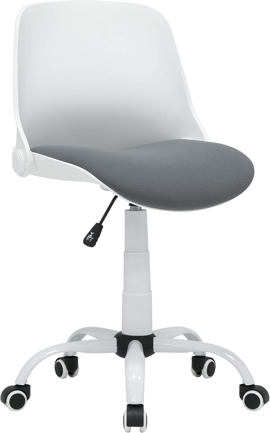 Studio Designs Contoured Folding Swivel Task Chair – Ergonomic Desk Chair with Adjustable Height, Folding Back for Compact Storage, Padded Seat – White