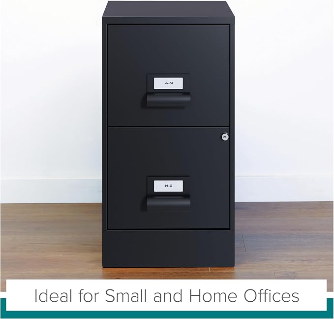 Office Dimensions 18" Deep 2 Drawer Premier Height File Cabinet, Black