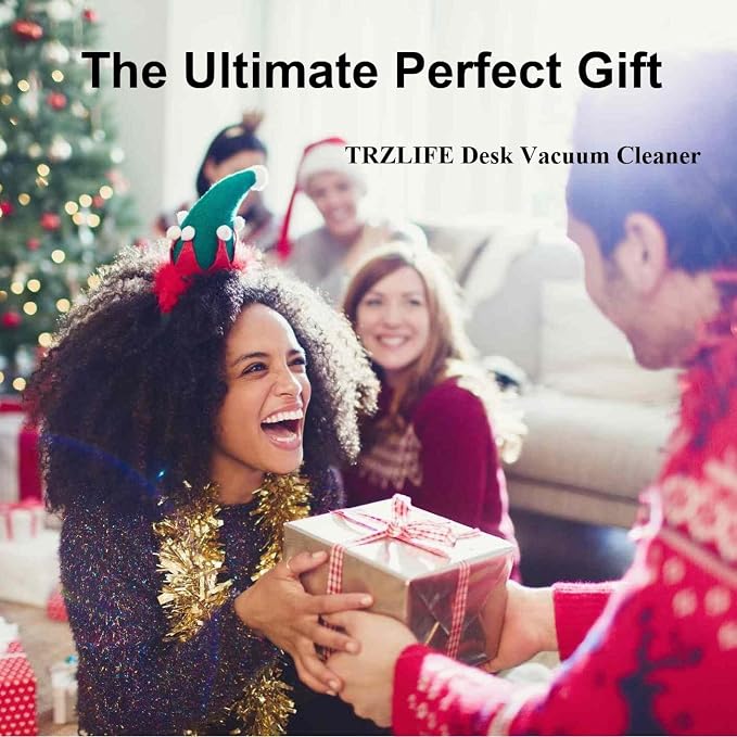 TRZLIFE Desk Vacuum Cleaner, Office & Home Desktop Cleaner, Ideal Gift | AA Battery Powered cordless mini vacuum for office desks & home countertops. Sleek office-home accessory for holiday gift