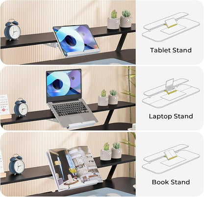 COMHOMA Electric Standing Desk with Drawers, 55 x 24 Inch Sit Stand up Desk with Monitor Stand, Laptop Stand, Height Adjustable Home Office Computer Desks with Memory Preset Controller (Black)
