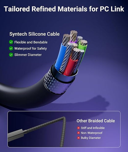 Syntech VR Link Cable 5M/16FT with USB 3.0 A to C Adapter, Charging & Data Transfer, Compatible with Meta Quest 3S/3/2/Pro, Pico 4, Steam VR Gaming, High Speed VR Cable (Black)