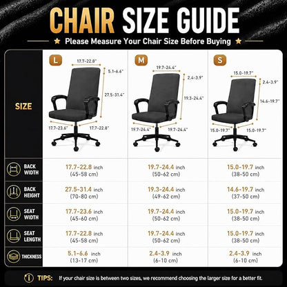 Stretch Computer Office Chair Cover with Armrest Covers Durable Zipper Universal Washable Removable Spandex Rotating Boss Chair Slipcovers Anti-dust Soft Desk Chair Seat Protector, Orange