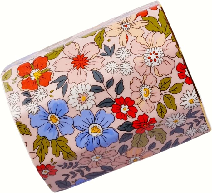 Pen Holder, Makeup Brush Holder Ceramic Gold Vintage Floral Flowers Pattern Pencil Cup for Girls Kids Women Durable Stand Desk Organizer Storage Gift for Office, Classroom, Home Retro Pink