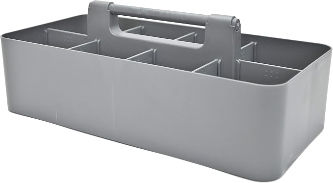 -Bulk Large Portable Caddy DIY Dividers, 8 Compartments, School Office,Portable Basket with Handle Storage Organizer Modern Made in USA (10 PACK, Orion Gray)