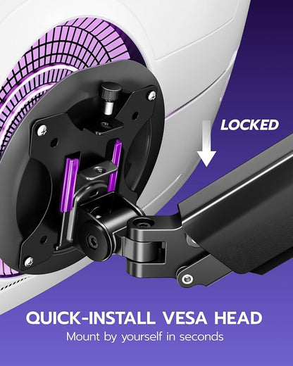 ARES WING Single Monitor Mount - Ultrawide Monitor Arm for 40 34 32 27 Inch Heavy Duty Curved Screen Up to 26.4 lbs with Clamp/Grommet Desk Mount, 75/100 Vesa Mount, Black