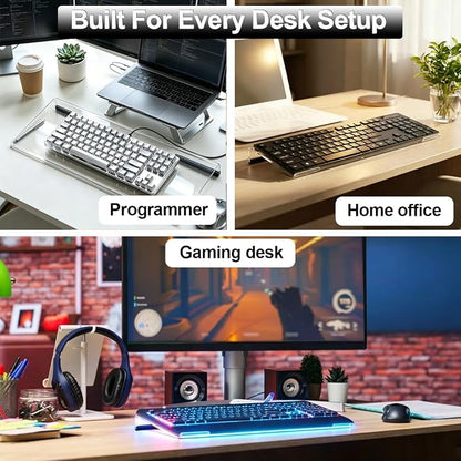Keyboard Stand for Desk, 17 Inch Clear Ergonomic Keyboard Riser with Anti-Slip Silicone Strips, Sturdy Computer Keyboard Lift for Office Home Gaming Typing