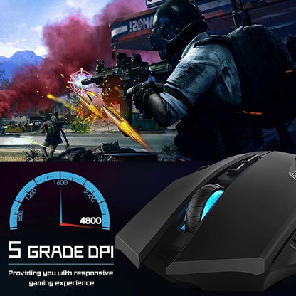 TECKNET Wireless Mouse-USB Ergonomic Optical Cordless Mouse with 8 Buttons,12-Month Battery Life,4800 DPI Optical Tracking,High-Precision 5 Adjustable DPI for PC/Mac/Laptop
