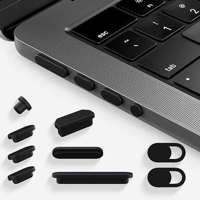 7PCS Dust Cover Port Plugs Accessories for 2026-2022 MacBook Air 13 15.3 inch M5 M4 M3 M2 M1 / MacBook Pro 14" 16" M5 M4 M3 M2 M1 Pro/Max & 2PCS Webcam Cover Slide
