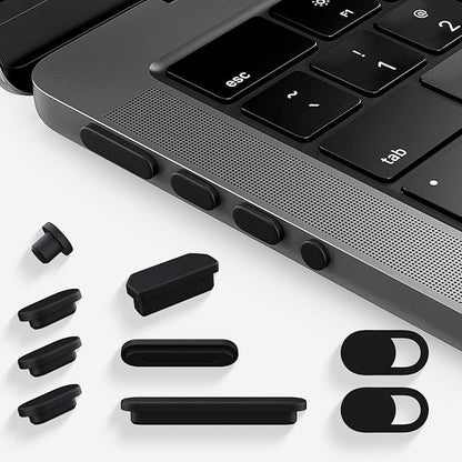 7PCS Dust Cover Port Plugs Accessories for 2026-2022 MacBook Air 13 15.3 inch M5 M4 M3 M2 M1 / MacBook Pro 14" 16" M5 M4 M3 M2 M1 Pro/Max & 2PCS Webcam Cover Slide