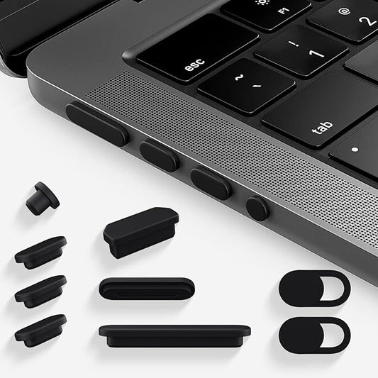 7PCS Dust Cover Port Plugs Accessories for 2026-2022 MacBook Air 13 15.3 inch M5 M4 M3 M2 M1 / MacBook Pro 14" 16" M5 M4 M3 M2 M1 Pro/Max & 2PCS Webcam Cover Slide