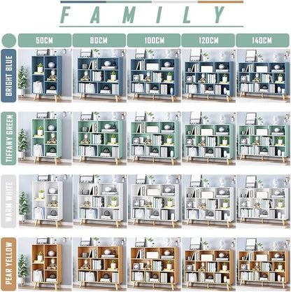 IOTXY Wooden Open Shelf Bookcase - 3-Tier Floor Standing Display Cabinet Rack with Legs, 10 Cubes Bookshelf, Warm White