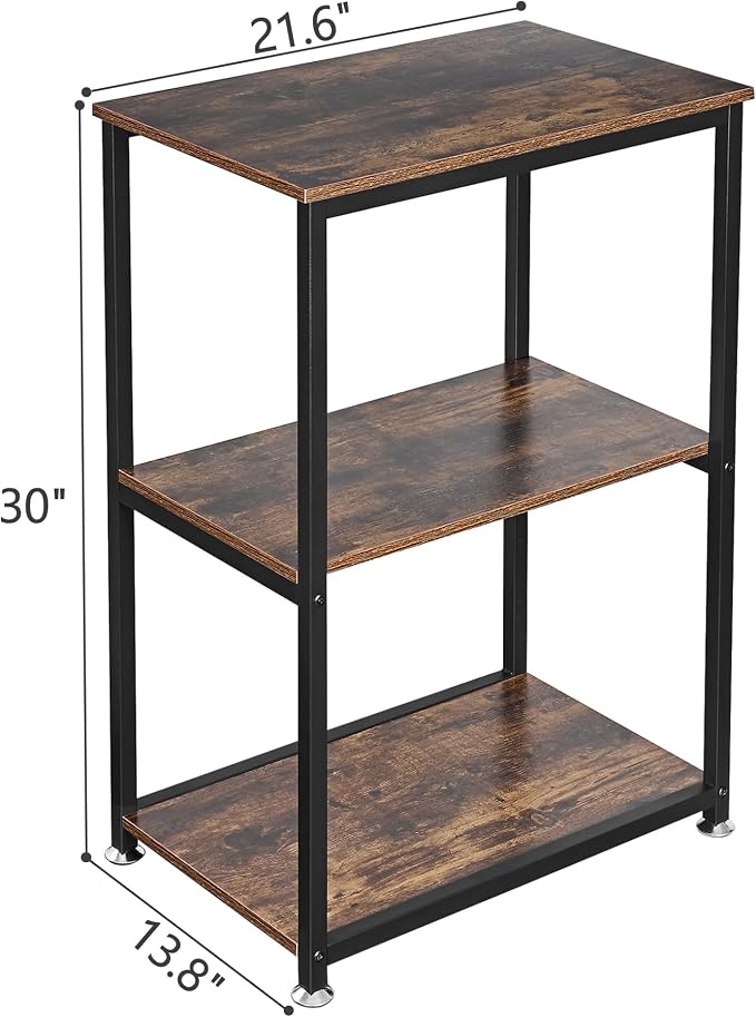 VECELO Tall End Side Table,30" Height Nightstand with 3-Tier Storage Shelf for Living Room Bedroom Office Hallway Study