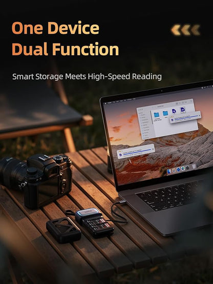 llano F15 2-in-1 High-Speed SD/Micro SD Card Reader Adapter(UHS-II Supported),Holder Case, Built-in Slot Storage, Compatible with iPhone, Android, PC, MacBook, Laptop, Dual Slot, USB Type-C 3.2 Gen1