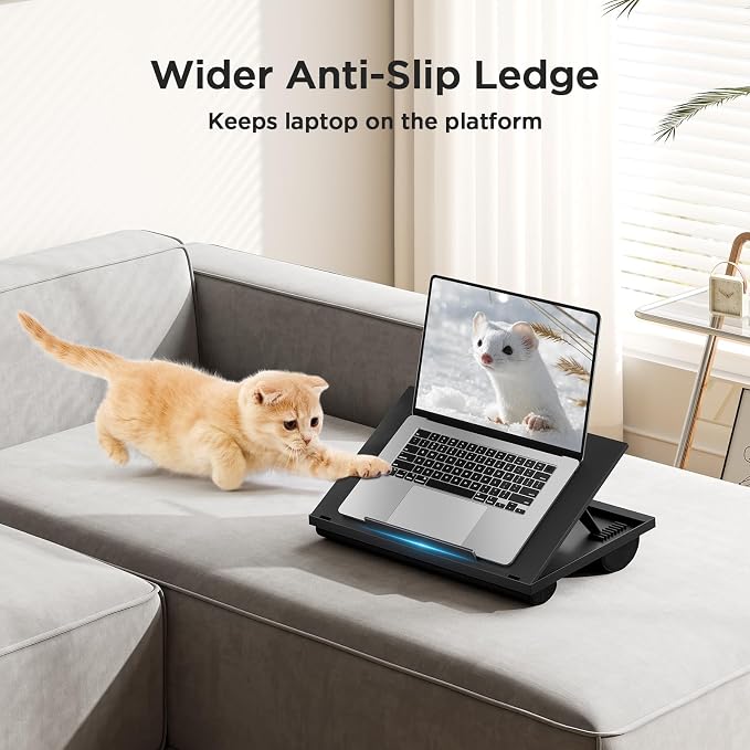 HUANUO Lap Desk, Portable Laptop Stand Fits Up to 15.6 Inch Laptops, Adjustable with 8 Angles Lap Desks for Adults - Dual Cushion Desk for Sofa, Bed, Car or Work Table