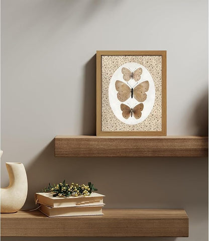 CXQILVER Vintage Framed Butterfly Canvas Wall Art,Natural Insect Illustration Prints Wall Decor, Antique Rustic Cottagecore Farmhouse Picture Painting Artwork for Bedroom Bathroom Living Room 8x10in