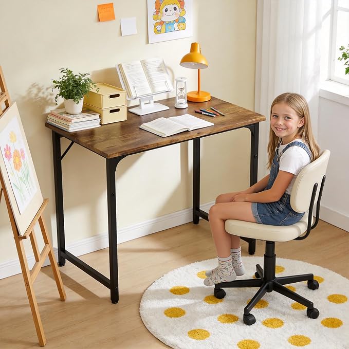 BestOffice Computer Desk,Home Office Desk, Modern Simple Style for Home Office Study Writing (Brown, 32 Inch)