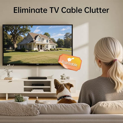 Delamu TV Cord Hider Wall, 142in Cable Hider, Cord Covers for 2-3 Wires on Wall, Paintable Wire Hiders Wire Covers for TV Cords on Wall, TV Cord Hider for Wall Mounted TV, 0.95in W x 0.55in H, White