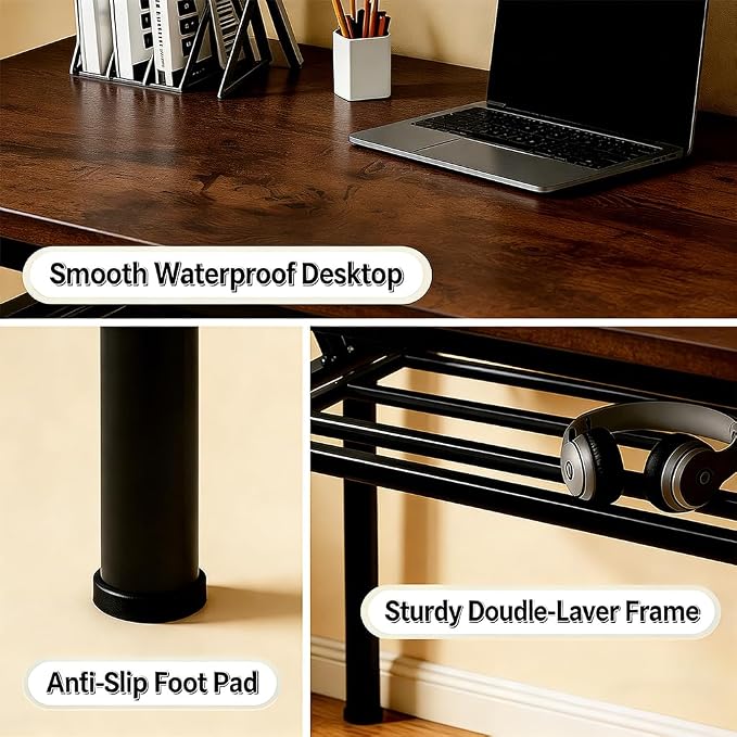 Folding Desk for Small Spaces, 31.5 Inch Foldable Computer Desk, No Assembly Required, Space Saving Portable Study Table for Compact Home Office, Bedroom, Dorm, Apartment, Brown