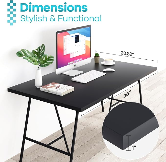 Kaboon 36x24 inches Tabletop, Solid One-Piece Desktop for Sit Stand Desk, Double Desks, L Desk DIY,Wood Countertop Home or Commercial Use,1 inch Thick, Solid Black