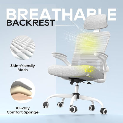 Ergonomic Office Chair for Long Hours, Full-Body Support, Relieve Neck & Back Pressure, 330LBS Capacity, Ideal for Home Office, Office & Study
