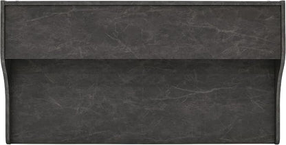 Calico Designs Woodford 45” Wide Modern, Secretary, Writing, Desk with Low Storage Hutch and Whtie Metal Tapered Legs in Marbled Dark Grey, White