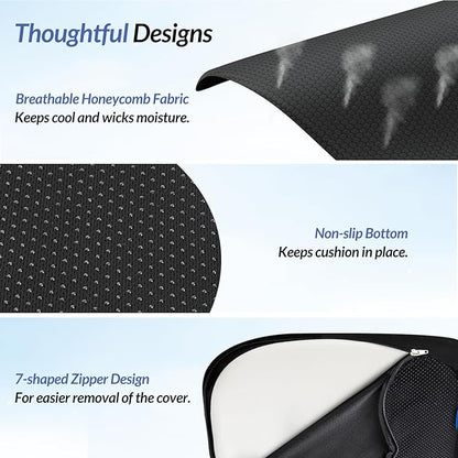 ZIKEE Ergonomic Seat Cushion with Thigh Slope for Long Sitting, Memory Foam Office Chair Cushion for Car, Home, U-Shaped Design Relieves Hip, Tailbone Pain, Non-Slip Sciatica Pain Relief Pillow