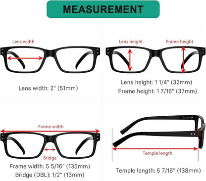 Eyekepper Vintage Reading Glasses for Men - 3 Pack Spring Hinges Classic Readers - Black Frame +0.50
