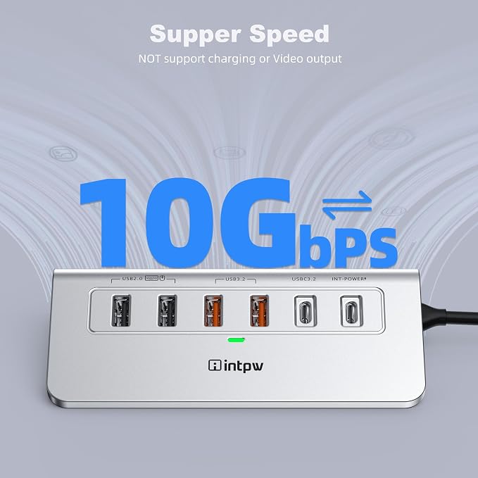 intpw 10-in-1 USB C Hub with Ethernet, 4K@60Hz HDMI, 10Gbps USB-C/USB-A, PD 100W, SD/TF, P9R PRO Docking Station for MacBook Pro/Air M1-M5, iPhone 17/16/15, iPad Pro, Windows