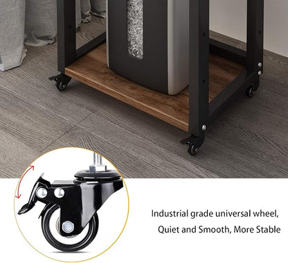 Natwind 3-Tier Movable Printer Stand Floor-Standing Desk Side Shredder Stand Computer Host Holder Adjustable Storage Shelf Rack on Wheels for Fax Scanner File Book (Retro)