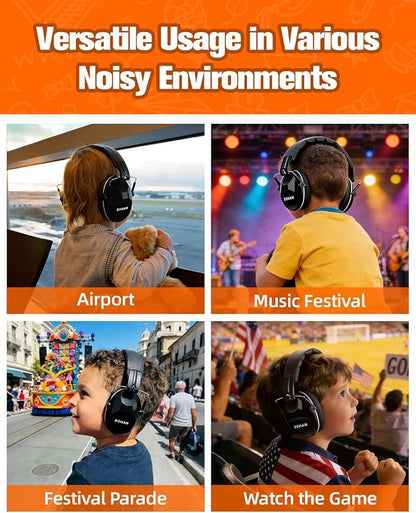 ZOHAN 032 Kids Noise Canceling Headphones - 25dB NRR Kids Ear Protection Earmuffs for School, Monster Jam, Fireworks, Travel, Air Show, Concert, Autism - Black