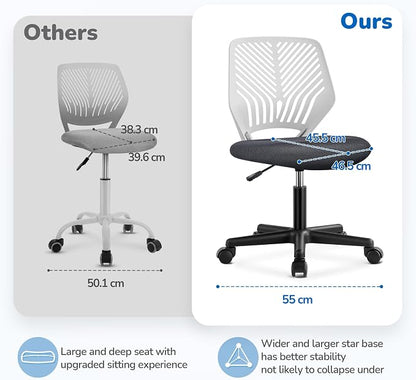 Topeakmart Armless Task Desk Chair - Mesh Lumbar Support, Ergonomic, Swivel for Small Spaces, Dark Gray