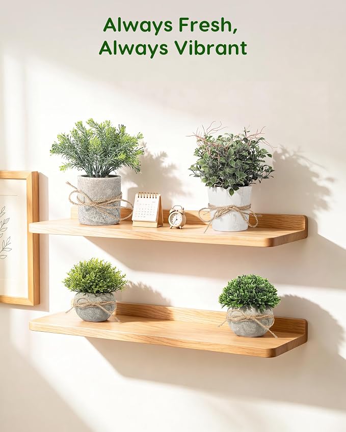 Velener 4 Pack Small Fake Plants Potted Eucalyptus Plants for Home Decor, Boxwood Artificial Plants Indoor, for Bathroom Bedroom Kitchen Office Farmhouse Room Shelf Decor