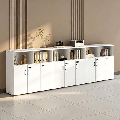 File Cabinet with Password Lock, Wood Lateral Filing Cabinet for Letter/A4 Files, 3 Drawer with Door, Printer Stand with Open Shelves for Home Office