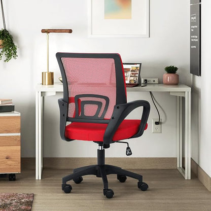 Athena Collection Computer Office Chair, Ergonomic Desk Chair with Rolling Wheels, Mesh Back Support and Height Adjustable, Small and Comfy for Home Office, Study, Red