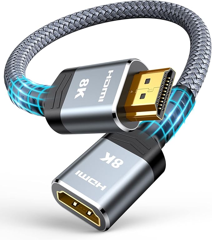 Highwings 8K 4K HDMI Extender - 0.5FT Cable, 4K@30Hz/60Hz/120Hz, Compatible with PS5, Roku Stick, Blu Ray Player, HDTV, Laptop