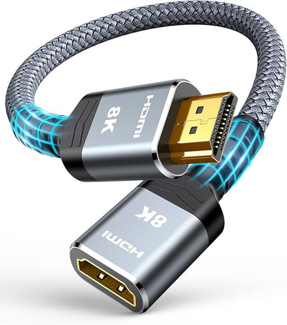 Highwings 8K 4K HDMI Extender, HDMI Extension Cable 2.1 4K@30Hz/ 60Hz/ 120Hz, Ultra high Speed HDMI Male to Female Adapter Compatible with Xbox PS5 PS4 Roku TV Stick Blu Ray Player HDTV Laptop PC 1FT