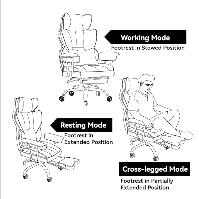 Efomao Big and Tall Office Chair, 400lbs Heavy Duty High Back Executive Chair with 23.6" Extra Wide Seat, PU Leather Desk Chair with Footrest and Padded Armrests, White