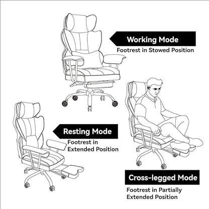 Efomao Big and Tall Office Chair, 400lbs Heavy Duty High Back Executive Chair with 23.6" Extra Wide Seat, PU Leather Desk Chair with Footrest and Padded Armrests, White