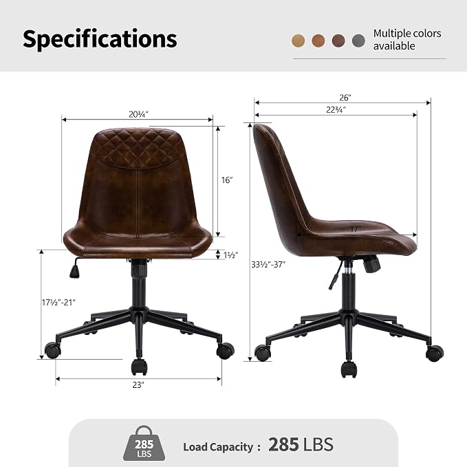 DUHOME Modern PU Leather Office Chair Desk Chair Swivel Computer Chair Dark Brown
