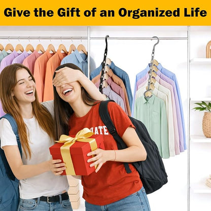 12 Pack College Dorm Room Essentials for Girls Guys, Closet Organizers and Storage, Stronger Space Saving Hangers Clothes Hanger with 5 Holes Closet Storage for Heavy Clothes,Magic Home Organization