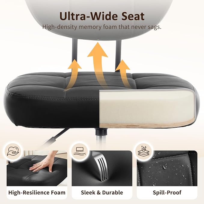 Criss Cross Chair Armless Office Chair for Cross Legged Sitting, 300lb Heavy Duty Ergonomic Desk Chair for ADHD, Adjustable Meditation Yoga Kneeling Chair with Brake Wheels for Home Office (Black)
