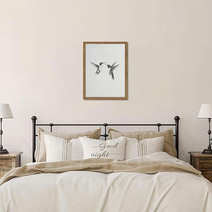 Vintage Wall Art Framed Hummingbird Canvas Print, Modern Farmhouse Birds Wall Decor, Living Room Sketch Painting Picture, Minimalist Black and White Bird Bedroom Decor – 16x24 inch