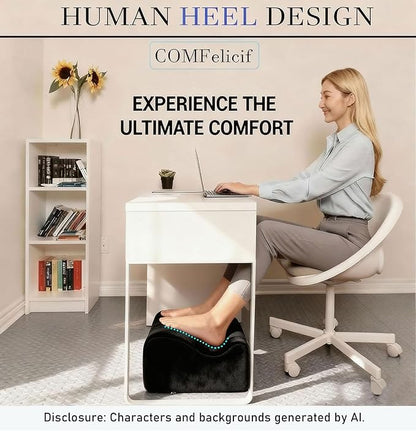 Work Foot Rest Under Desk,Comfort Foot Rest for Couch | Foot Rest For Under Desk at Work,At Soft Ergonomic Footrest,Support Foot Pillow,Heel Chair,Leg Elevation Pillow Black