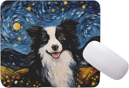 Starry Night Dog Mouse Pad for Home Office Gaming Working Desk Computer Desktop Accessories Non-Slip Rubber Mouse Pad for Dog Lovers (Collie)