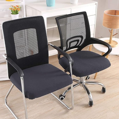 Smiry Stretch Jacquard Office Computer Chair Seat Covers, Removable Washable Anti-dust Desk Chair Seat Cushion Protectors - Dark Grey