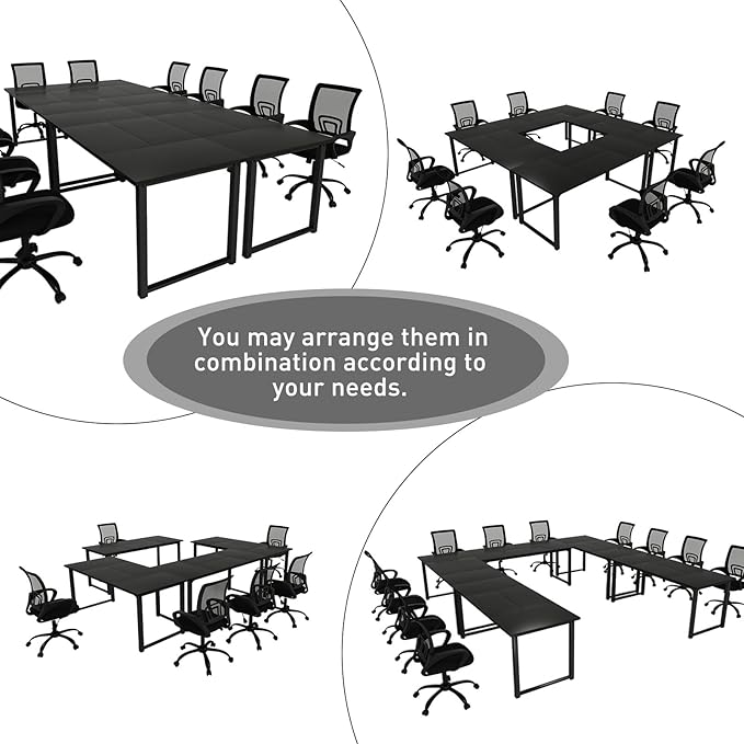 Bonzy Home 6FT Conference Table, 71" L x 32" W x 30" H Long Rectangle Meeting Table, Modern Seminar Table with Super Sturdy Metal Frame for Office, Black