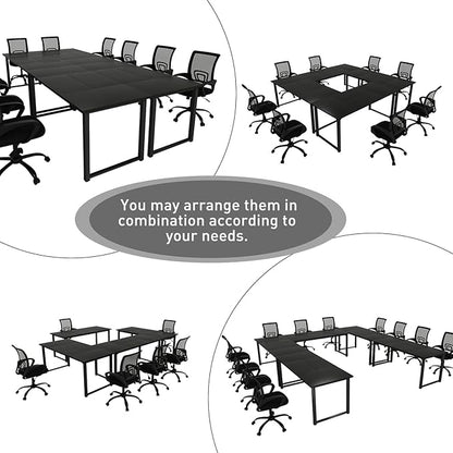 Bonzy Home 6FT Conference Table, 71" L x 32" W x 30" H Long Rectangle Meeting Table, Modern Seminar Table with Super Sturdy Metal Frame for Office, Black