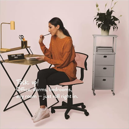 Urban Lifestyle Swivel Mesh Desk Chair, Blush 21D x 21W x 34H in