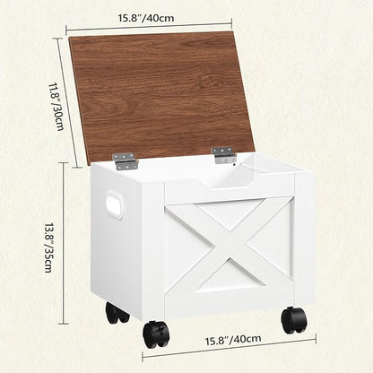 MAHANCRIS Rolling Filing Cabinet, Small File Cabinet Under Desk with Single Drawer, Hanging File Organizer for A4/Letter-Size Documents, Organizer Box, for Home Office, White and Walnut FCBA4001